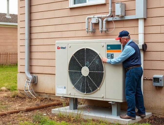 Old AC unit being replaced with a new high-efficiency system