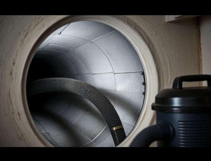 Professional duct cleaning equipment cleaning residential HVAC ducts